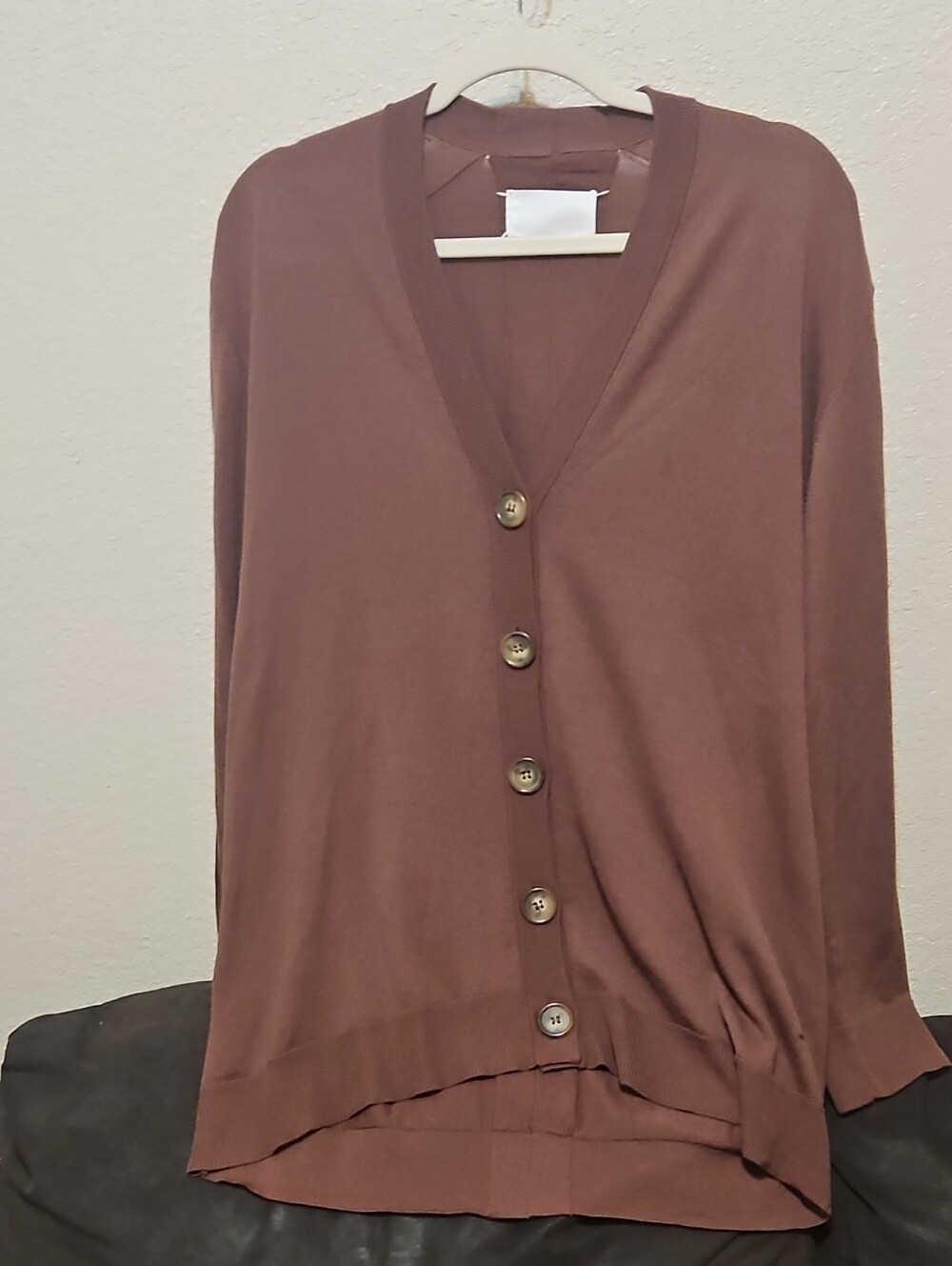 Maison Martin Margiela Silk And Wool Blend Chestnut Brown V-Neck Button Cardigan